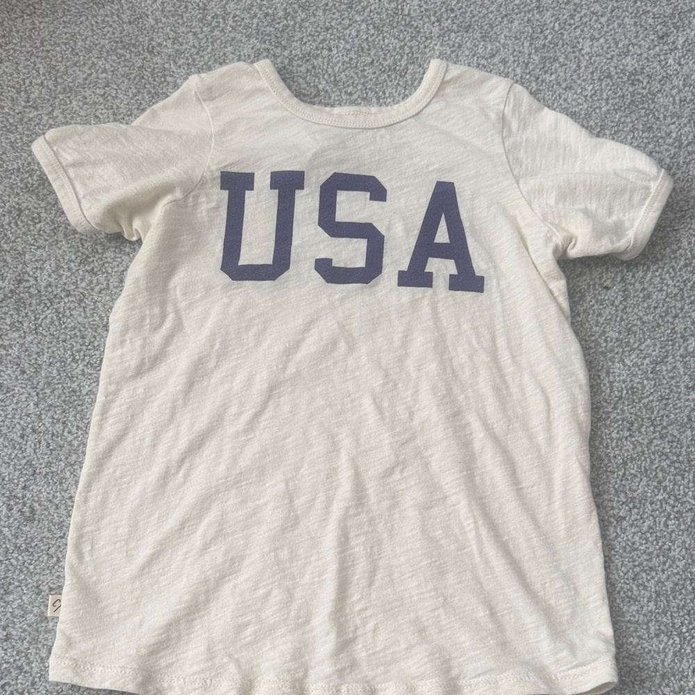 Cream Kids Shirt with USA Print